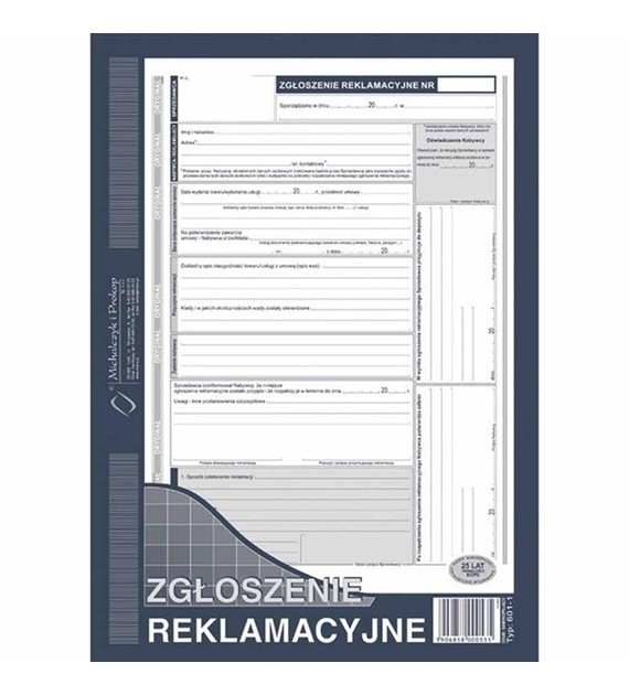 Zgłoszenie reklamacyjne A4 (o+2k)