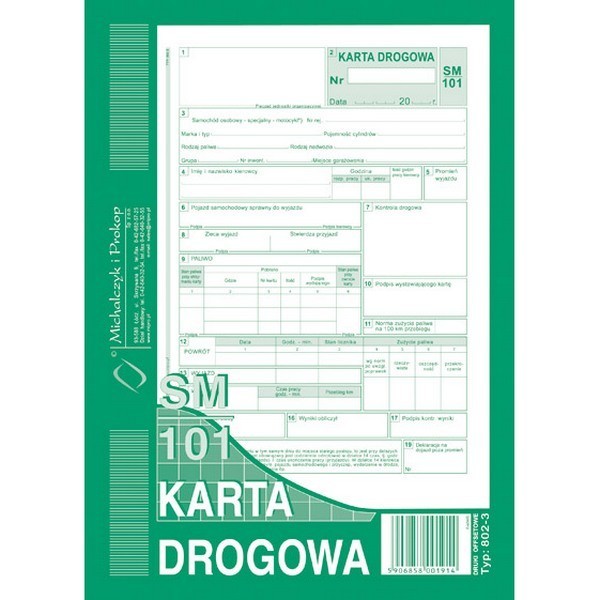 KD karta drogowa A5 numerowana