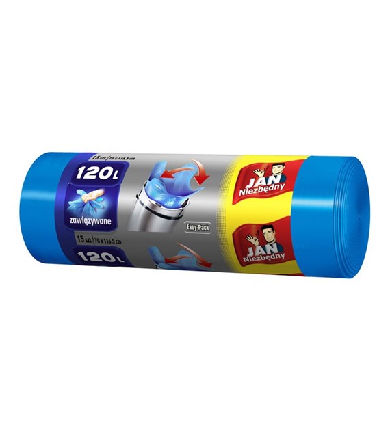 Worki na śmieci 120L/15szt. HD Easy Pack Jan Niezbędny niebieski