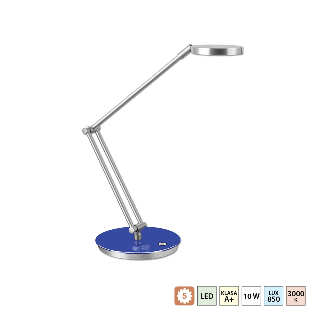 Lampka na biurko CEP LED 400 ze ściemniaczem niebiesko-srebrna