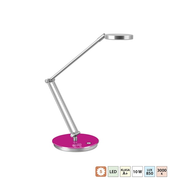 Lampka na biurko CEP LED 400 ze ściemniaczem różowo-srebrna