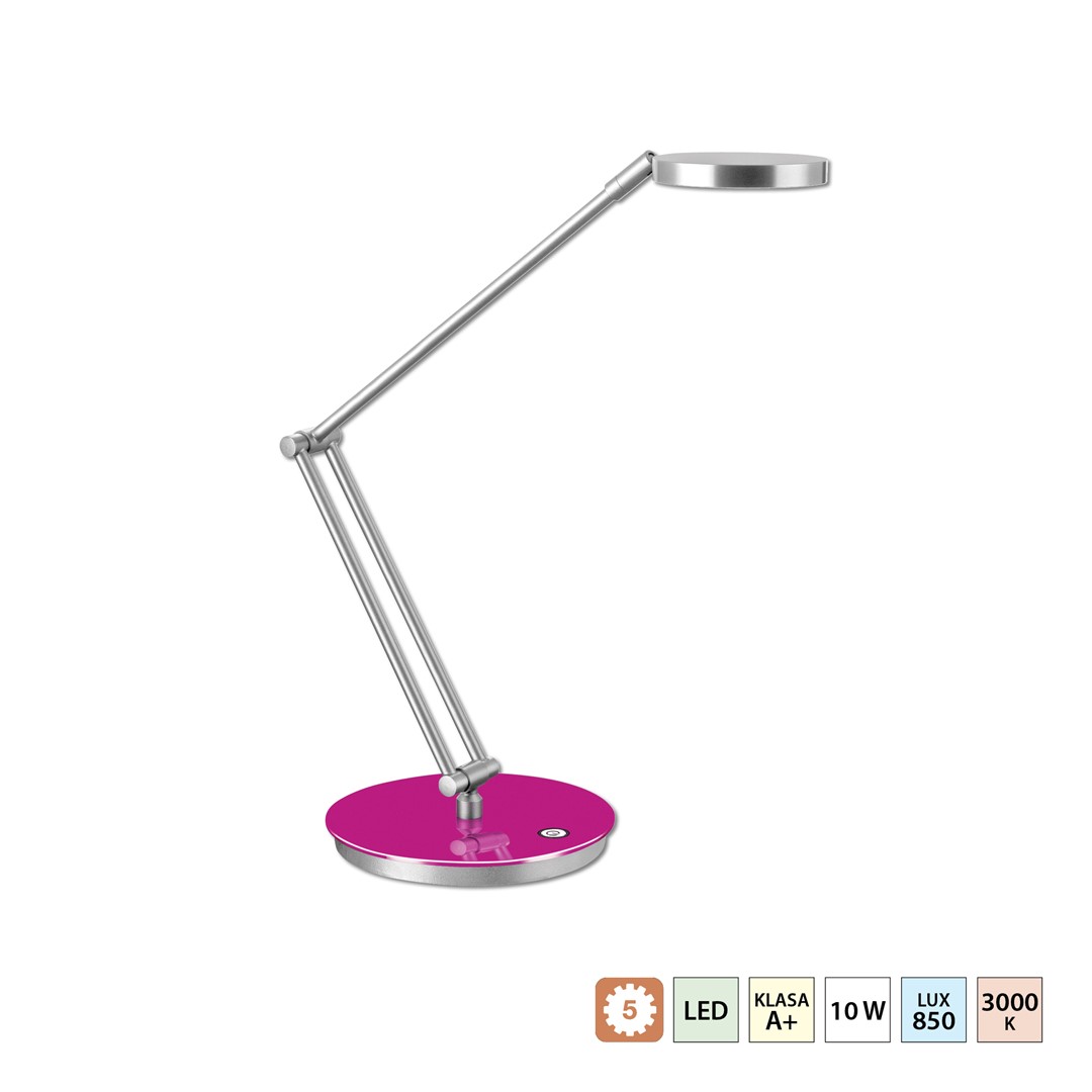 Lampka na biurko CEP LED 400 ze ściemniaczem różowo-srebrna