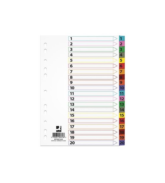 Przekładki kartonowe Mylar Q-Connect A4 1-20 kolor