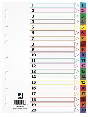Przekładki kartonowe Mylar Q-Connect A4 1-20 kolor